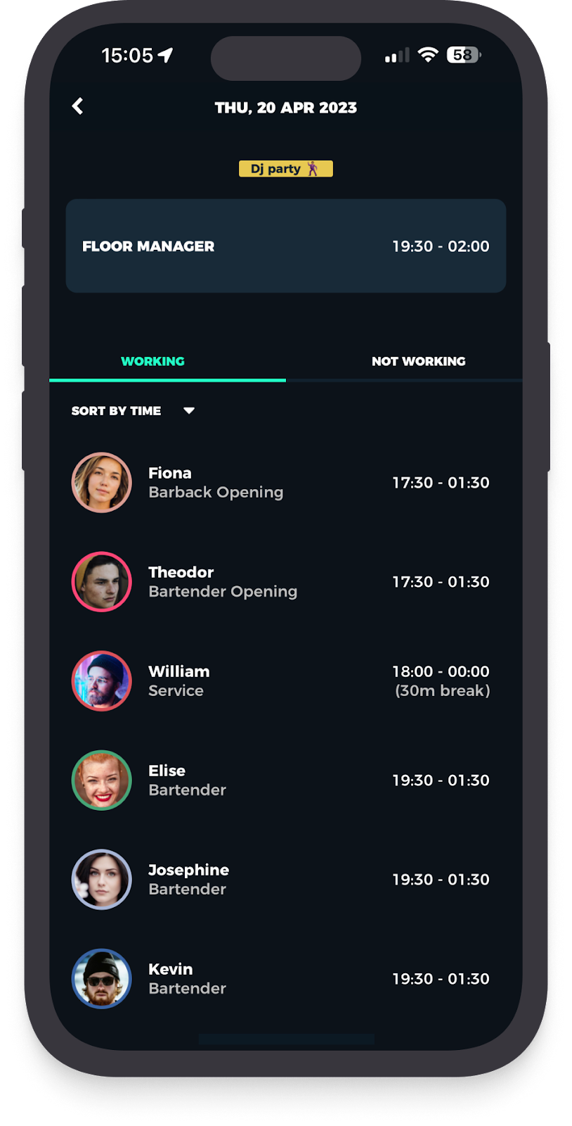 Blend App Schedule Day View